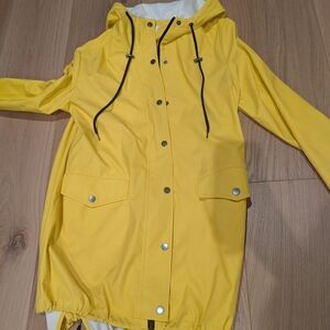 Avec Les Filles Yellow Utility Jacket with Hood and Drawstrings